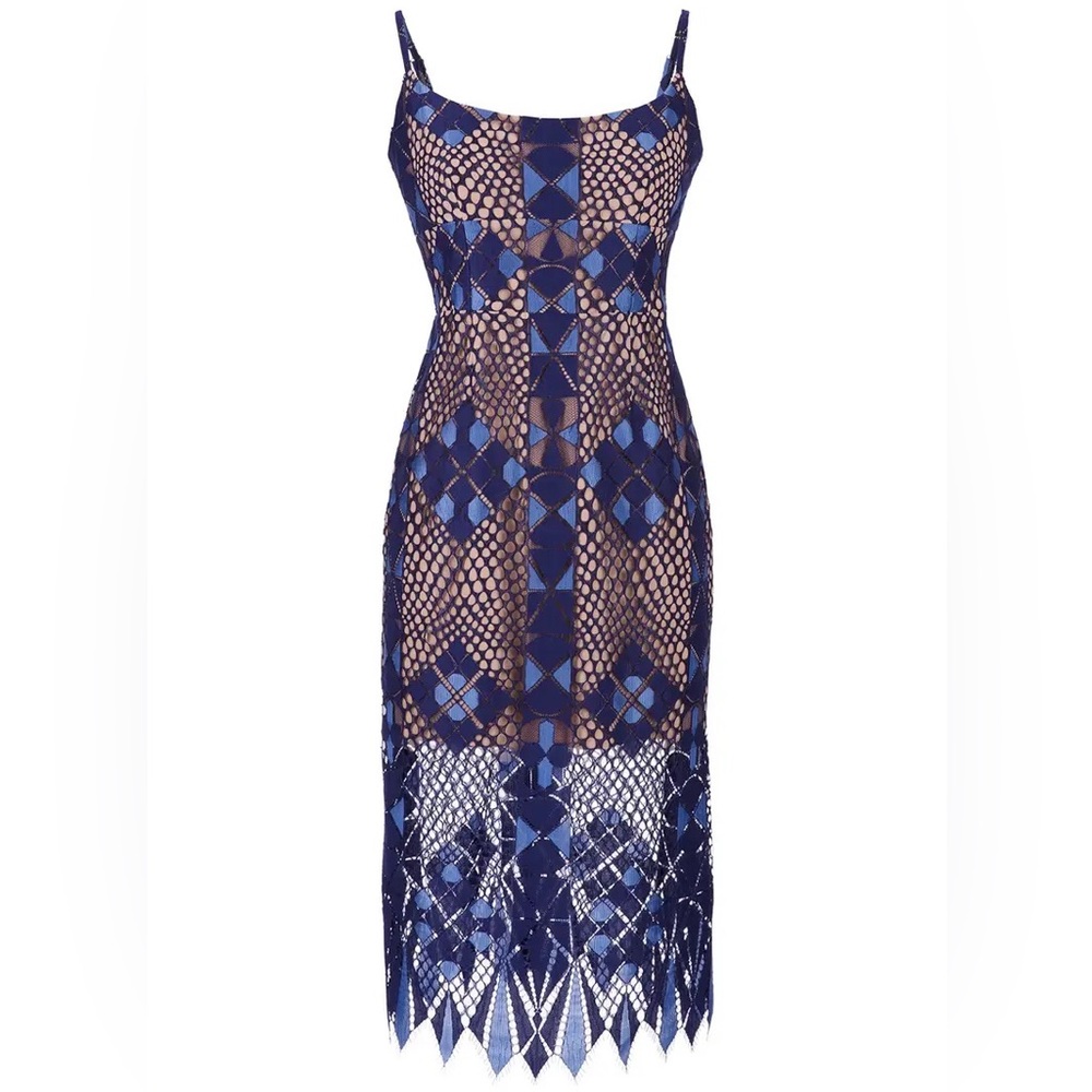 BCBGMAXAZRIA Alese Geometric Lace Dress